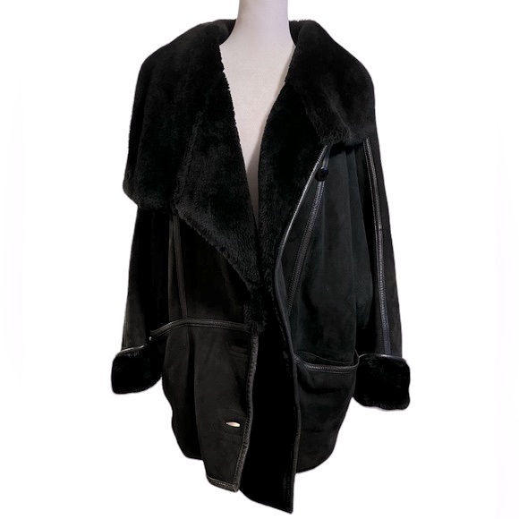 Vintage Christia Hana K Suede Fur Black Coat - Picture 3 of 17